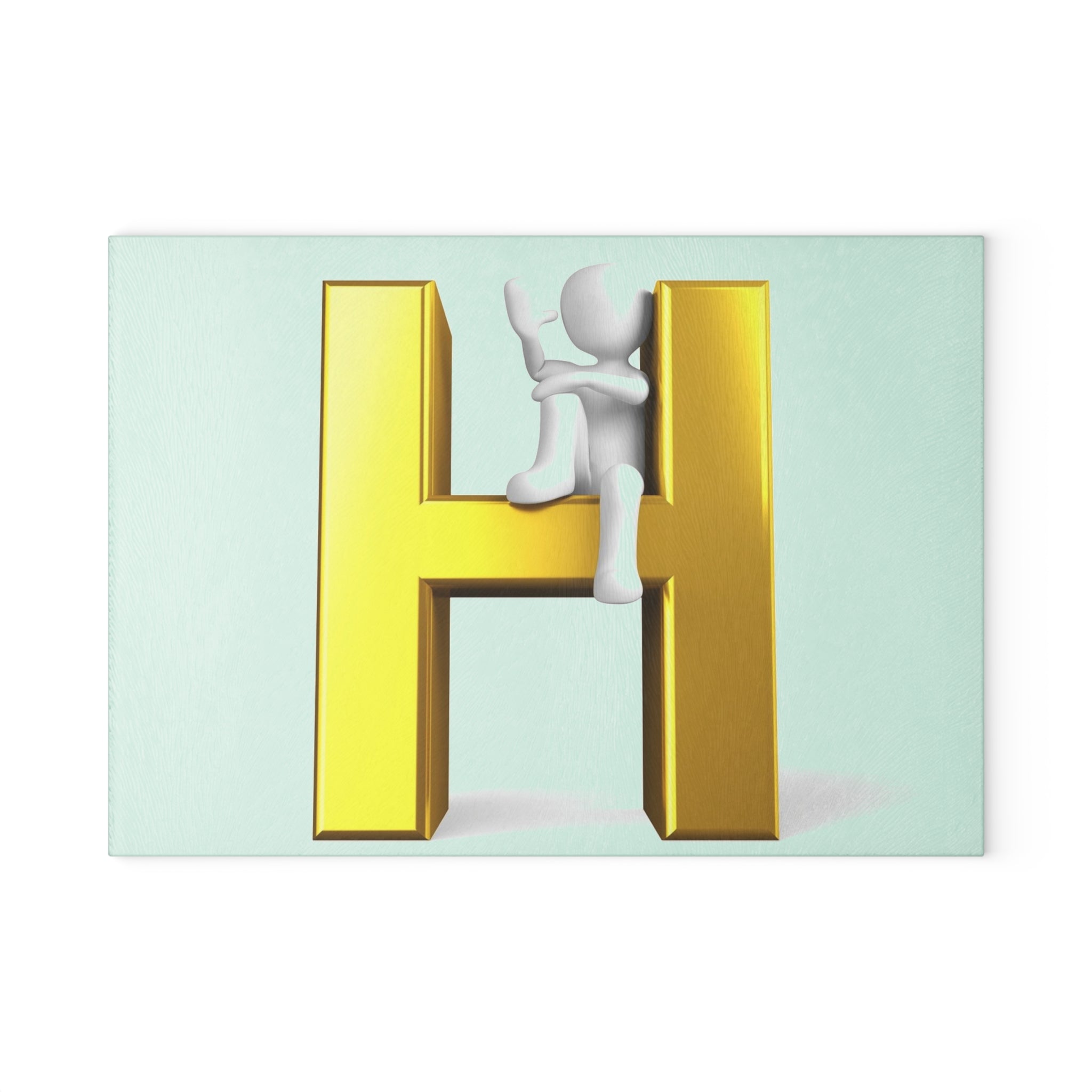 Gold Letter H with Figure Glass Cutting Board | Monogram Initial Kitchen Decor