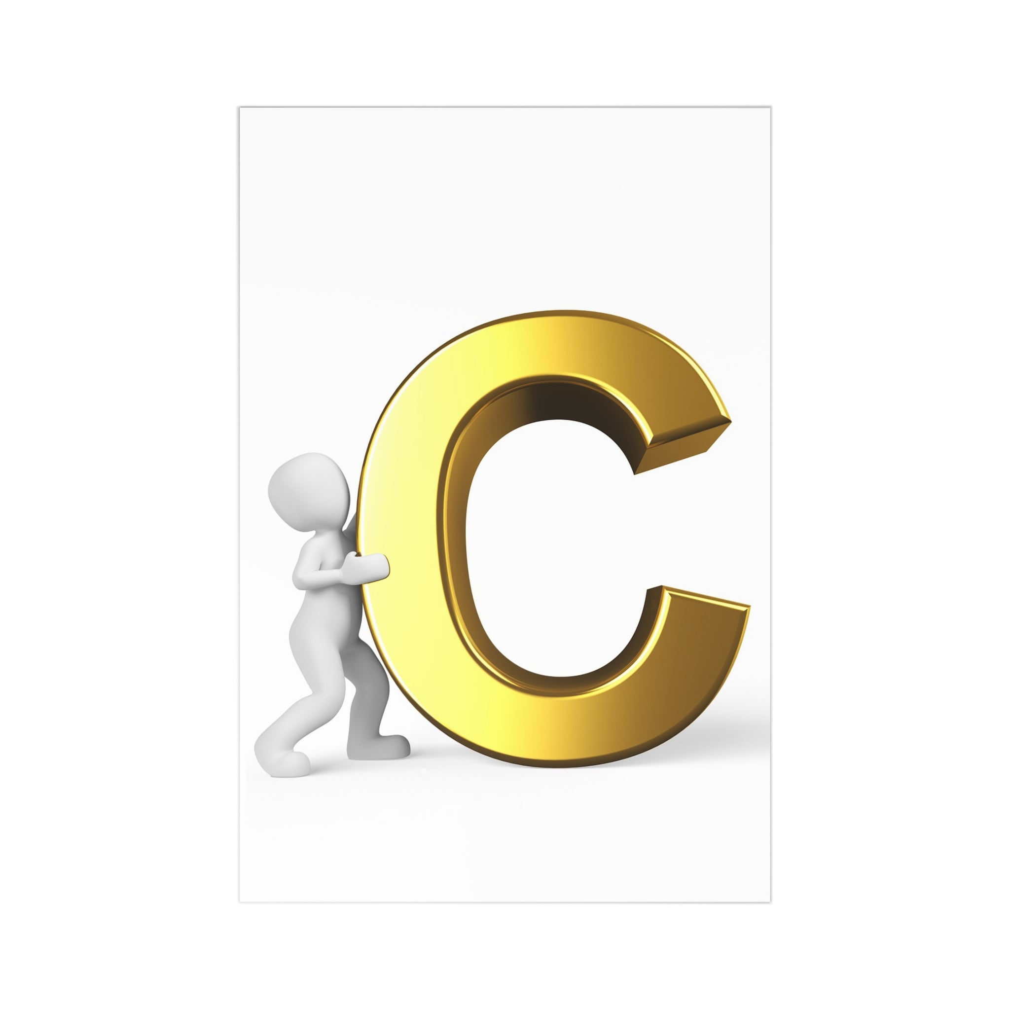 Gold Letter C Postcards | Alphabet Initial Postcard Set, 7 Pack