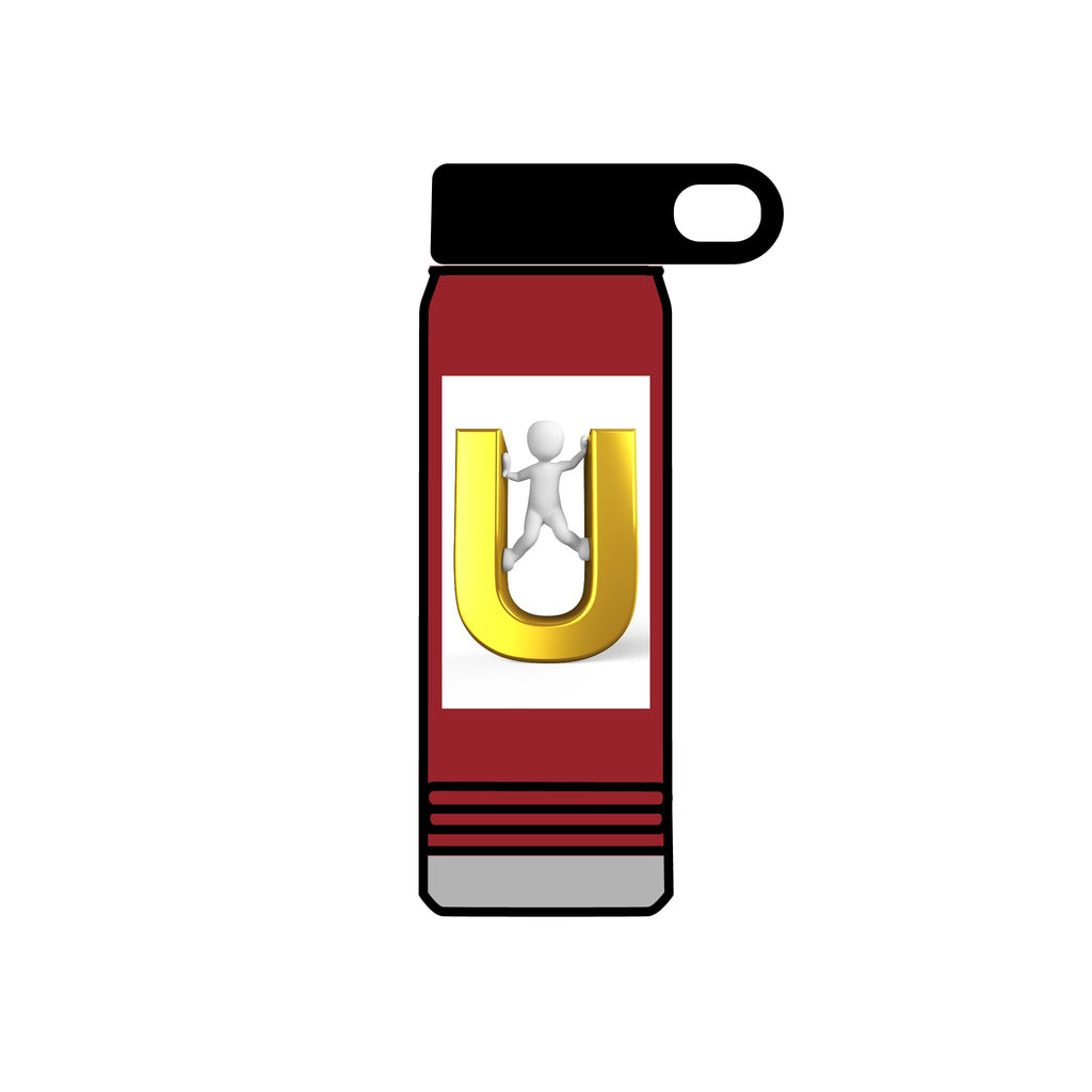 Gold Letter U with 3D Figure Water Bottle | 20oz Insulated Bottle