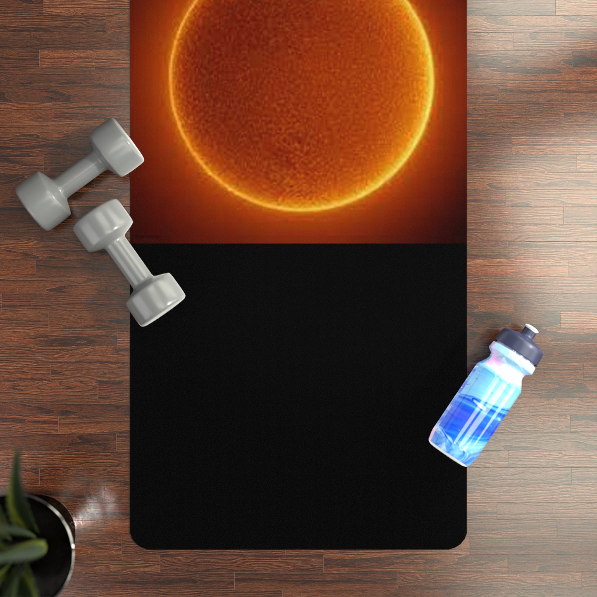 Glowing Sun Circle Rubber Yoga Mat | Solar Yoga Mat, Space Meditation Mat