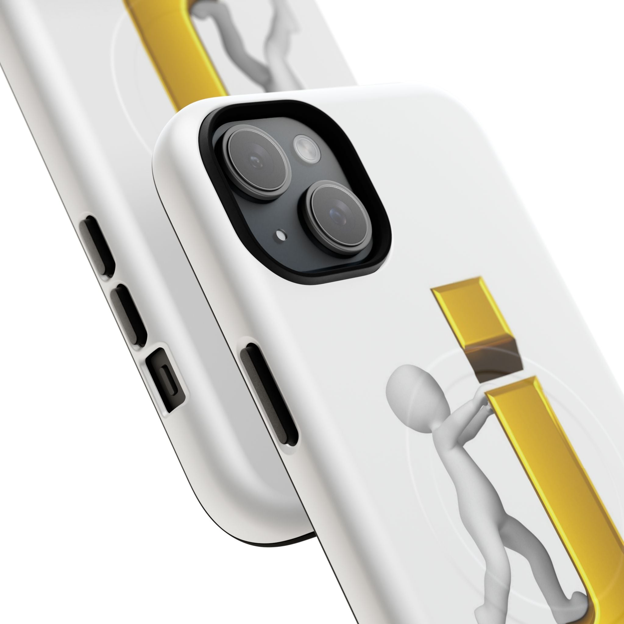 3D Stick Figure Pushing Gold Letter J Phone Case | Tough Magnetic Case