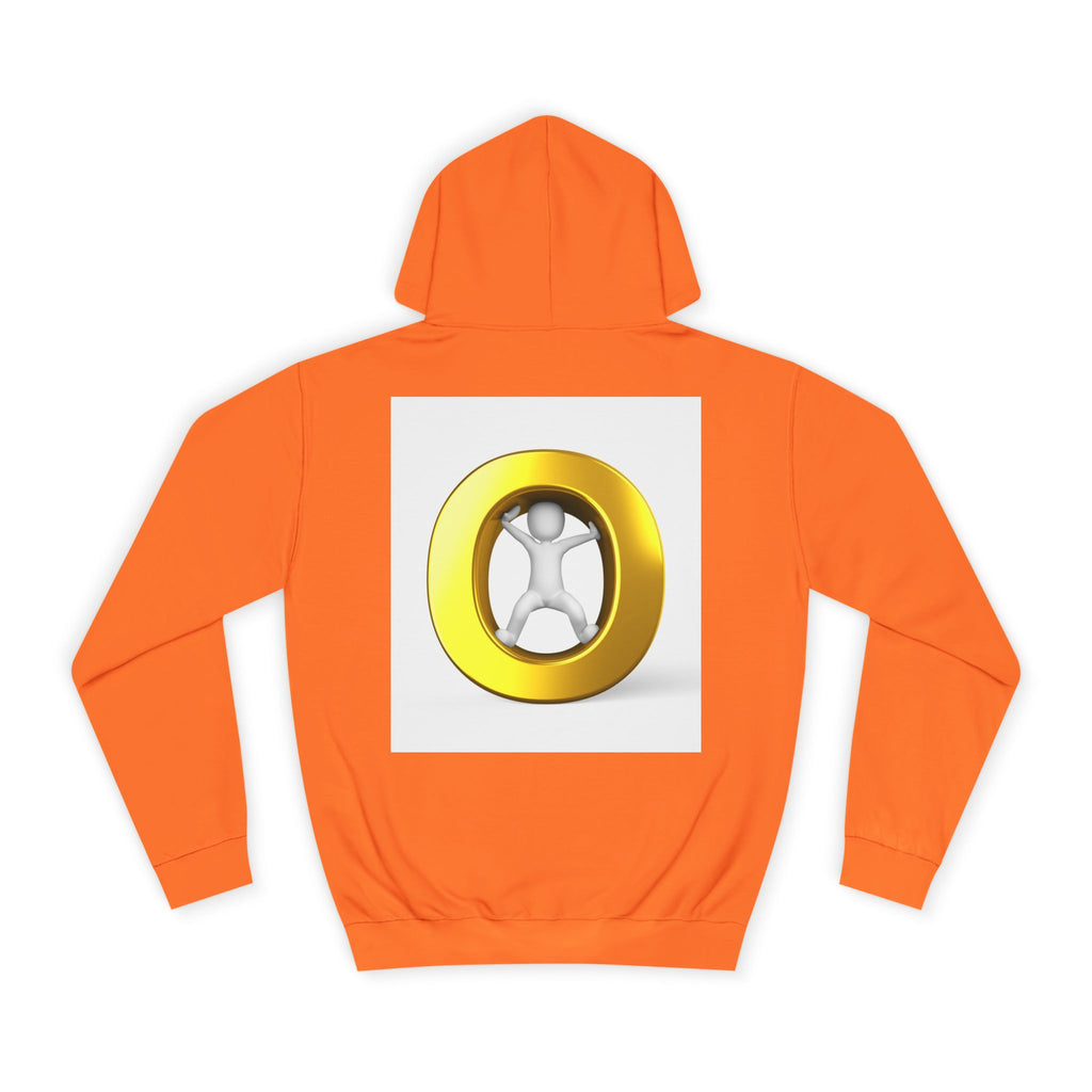 Gold Letter O with Abstract Figure Hoodie | Minimal Graphic Sweatshirt