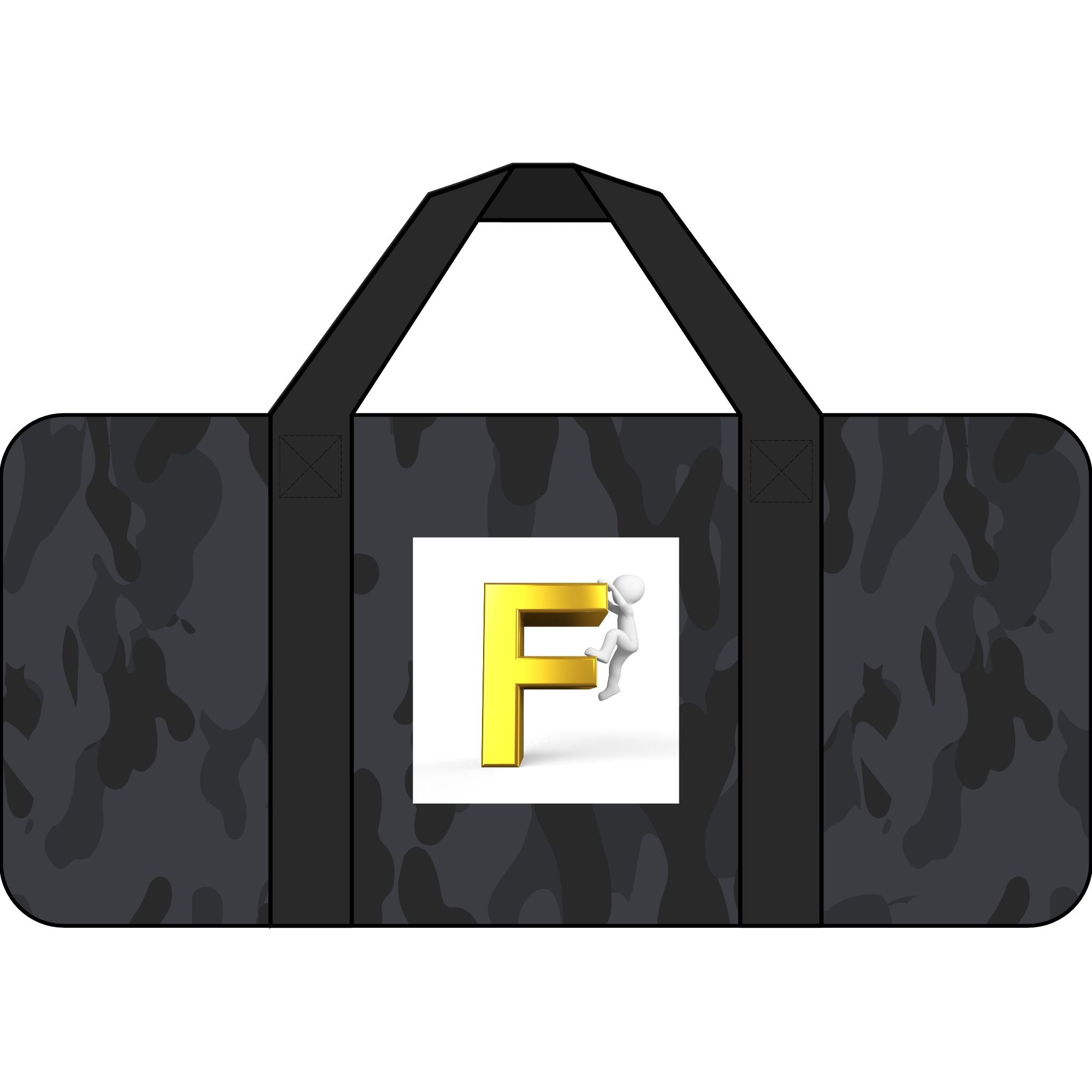 Yellow 3D F Letter Logo Tripper Duffel Bag | Checker or Camo Strap Options