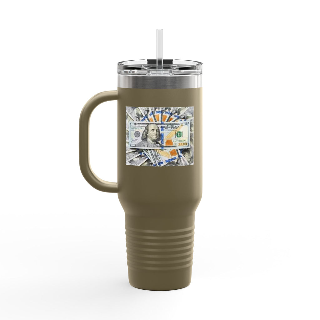 Stacked Hundred Dollar Bills Insulated Travel Mug | 40oz