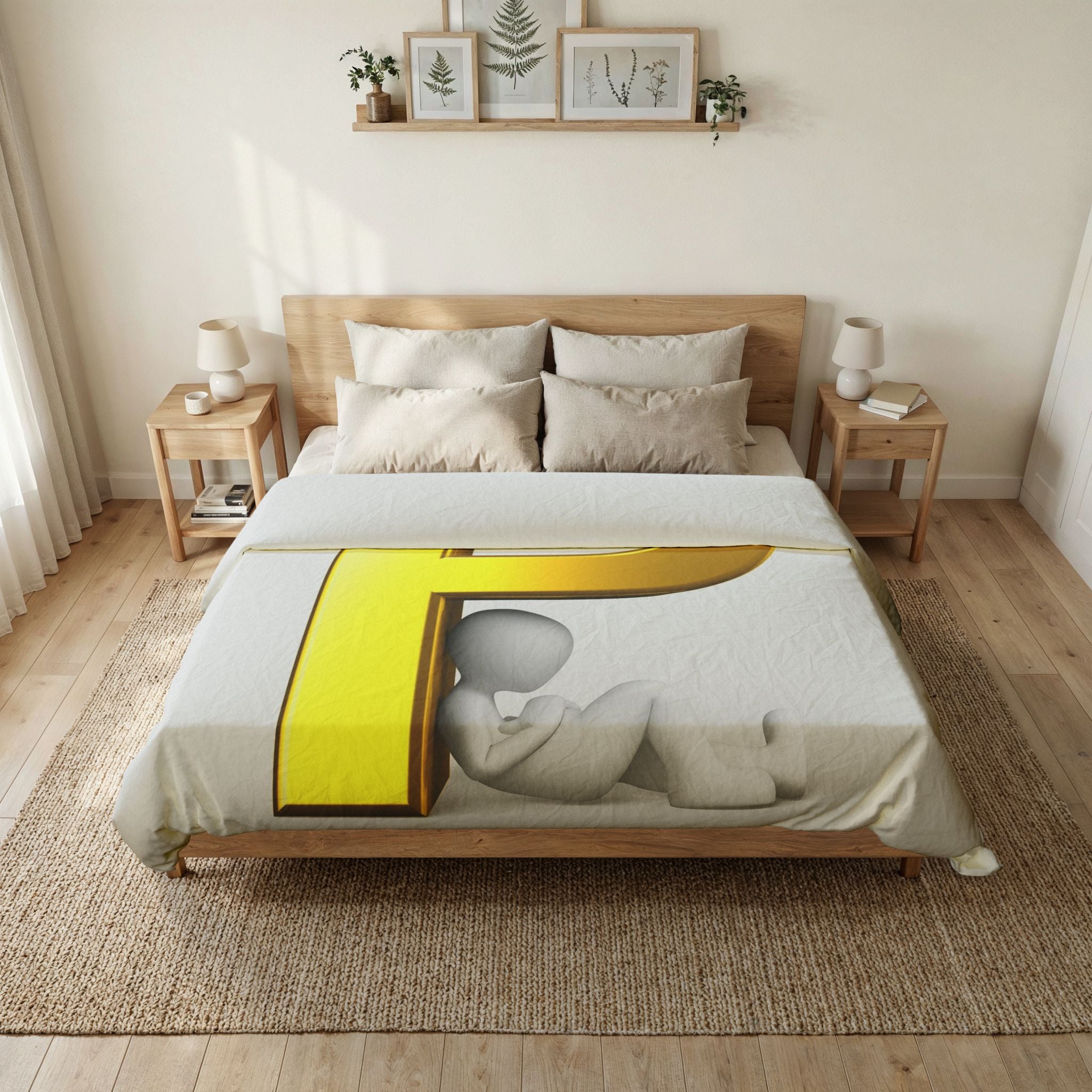 Gold Letter P Initial Duvet Cover | Monogram Bedding
