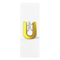 3D Stick Figure Climbing Gold U Rubber Yoga Mat | Minimalist Letter U Design