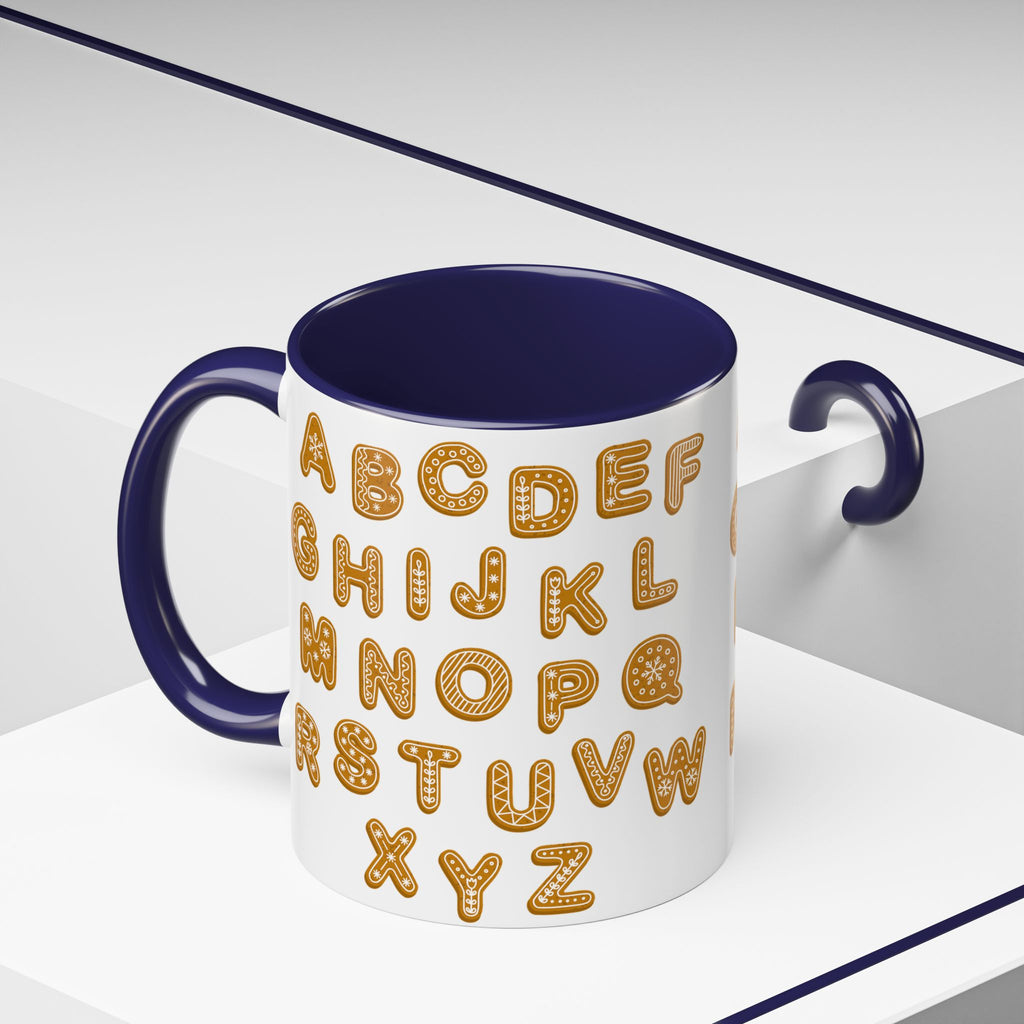 Lebkuchen-Alphabet-Tasse Akzent-Kaffeetasse | Keksbuchstaben-Muster