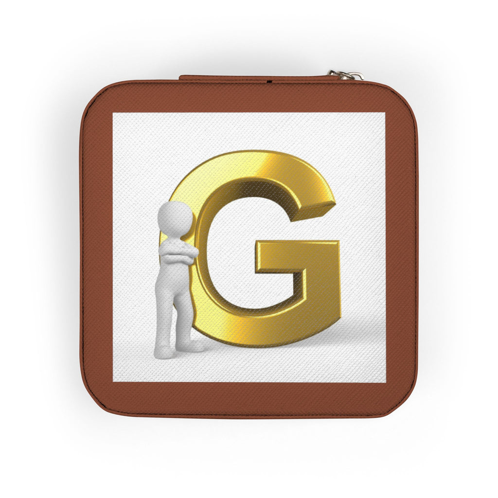 Gold Letter G Monogram Jewelry Travel Case | Compact Personalized Organizer