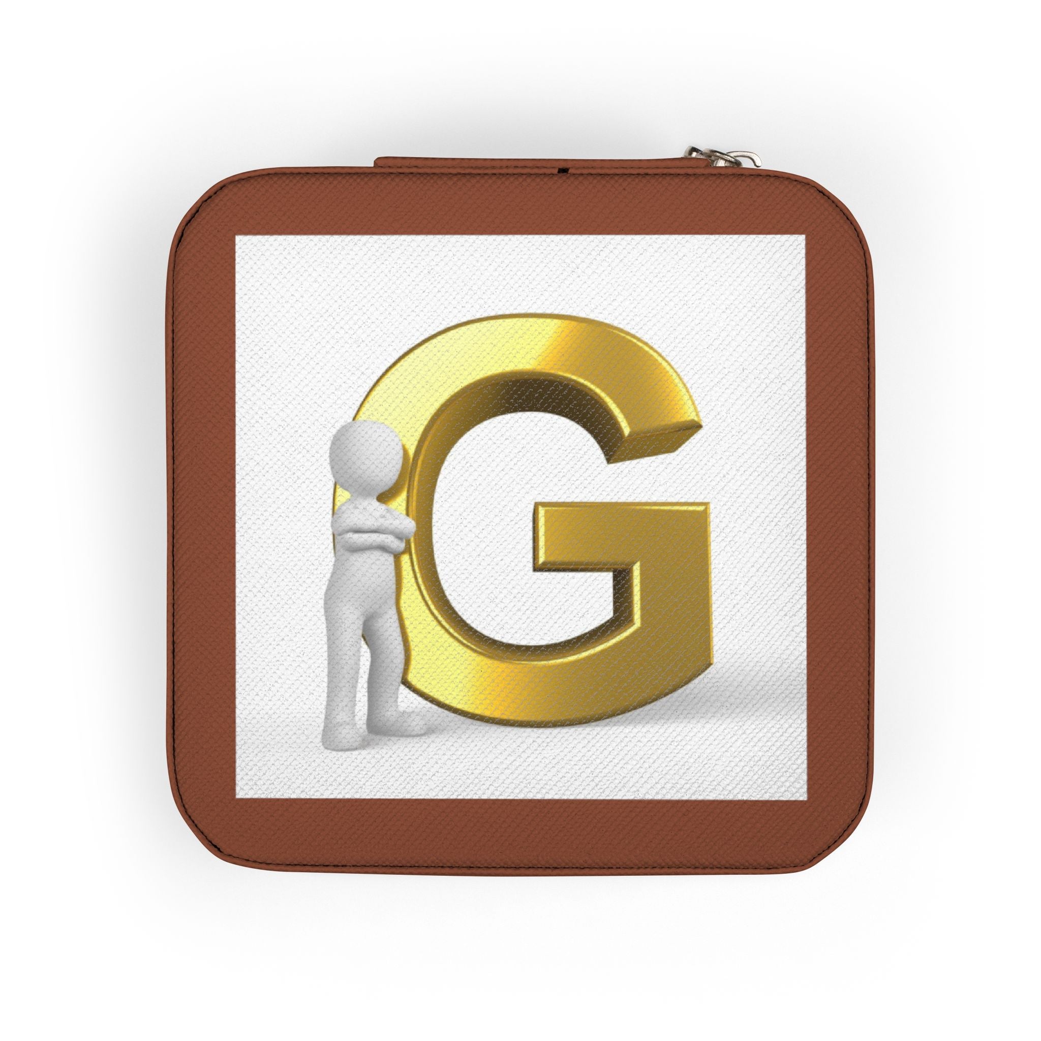 Gold Letter G Monogram Jewelry Travel Case | Compact Personalized Organizer