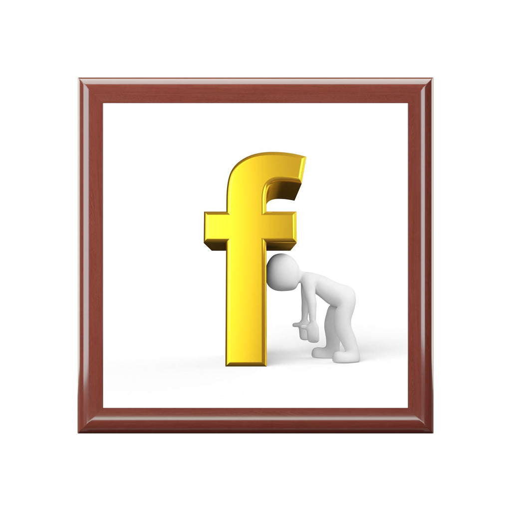 Gold Letter F Illustration Jewelry Box | Monogram Keepsake Box