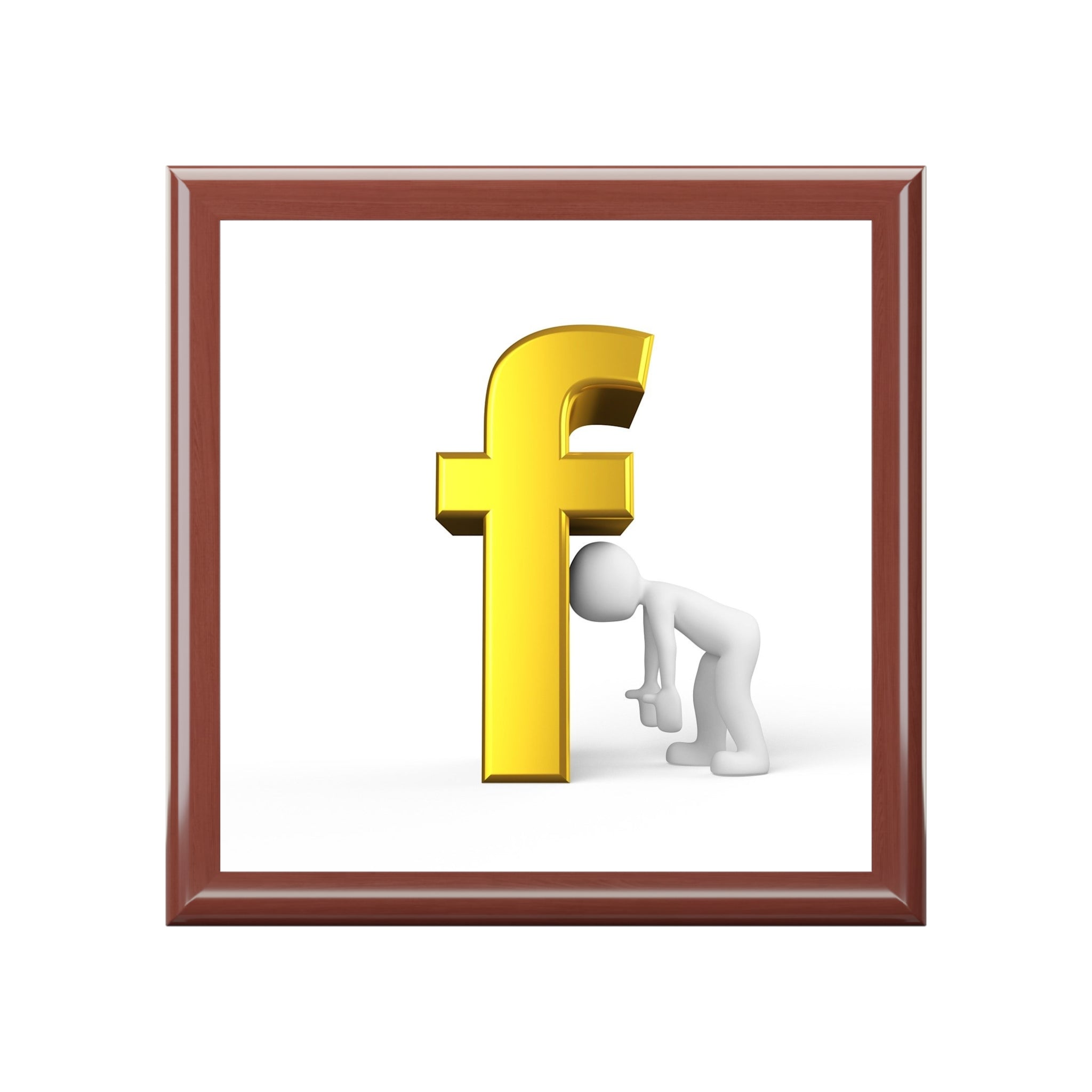 Gold Letter F Illustration Jewelry Box | Monogram Keepsake Box