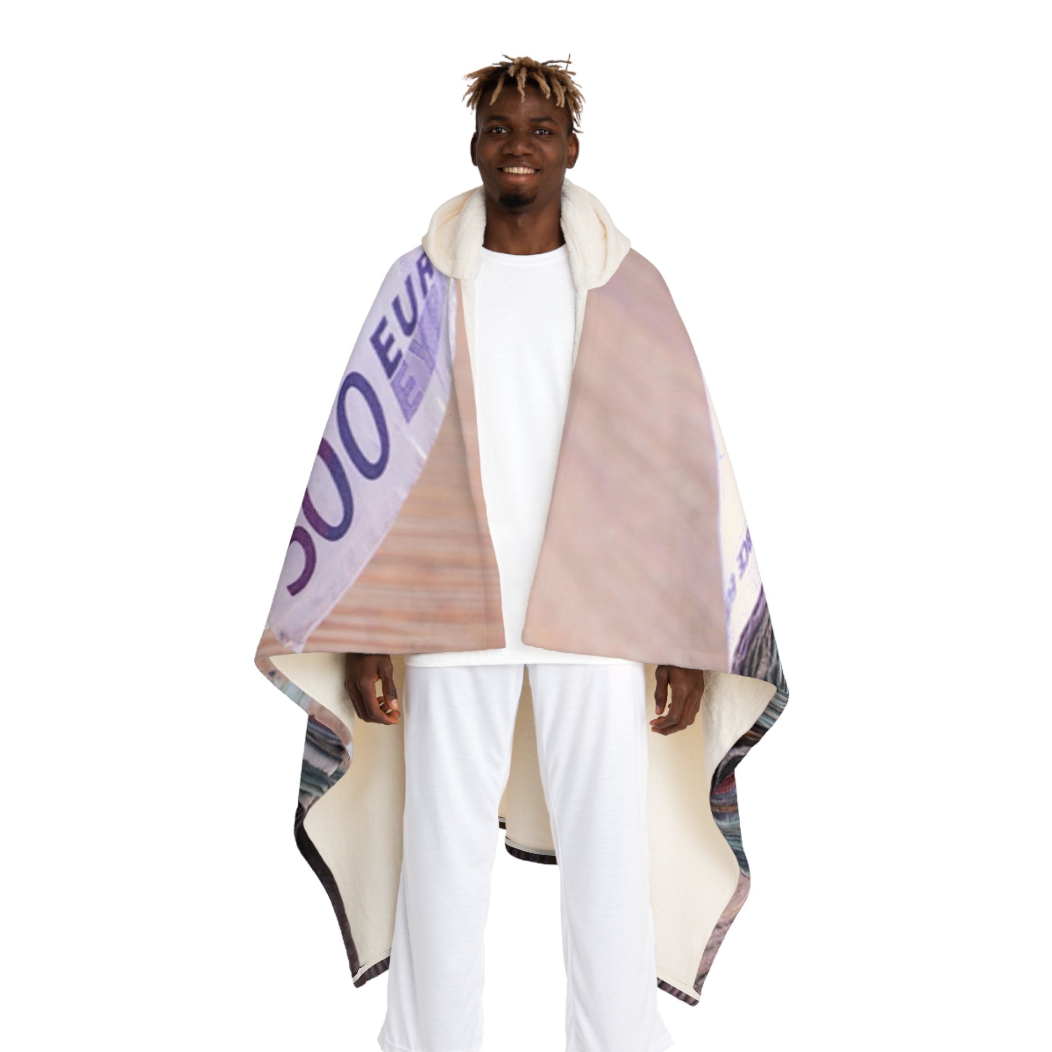 500 Euro Banknote Hooded Blanket | Money Print Sherpa Fleece