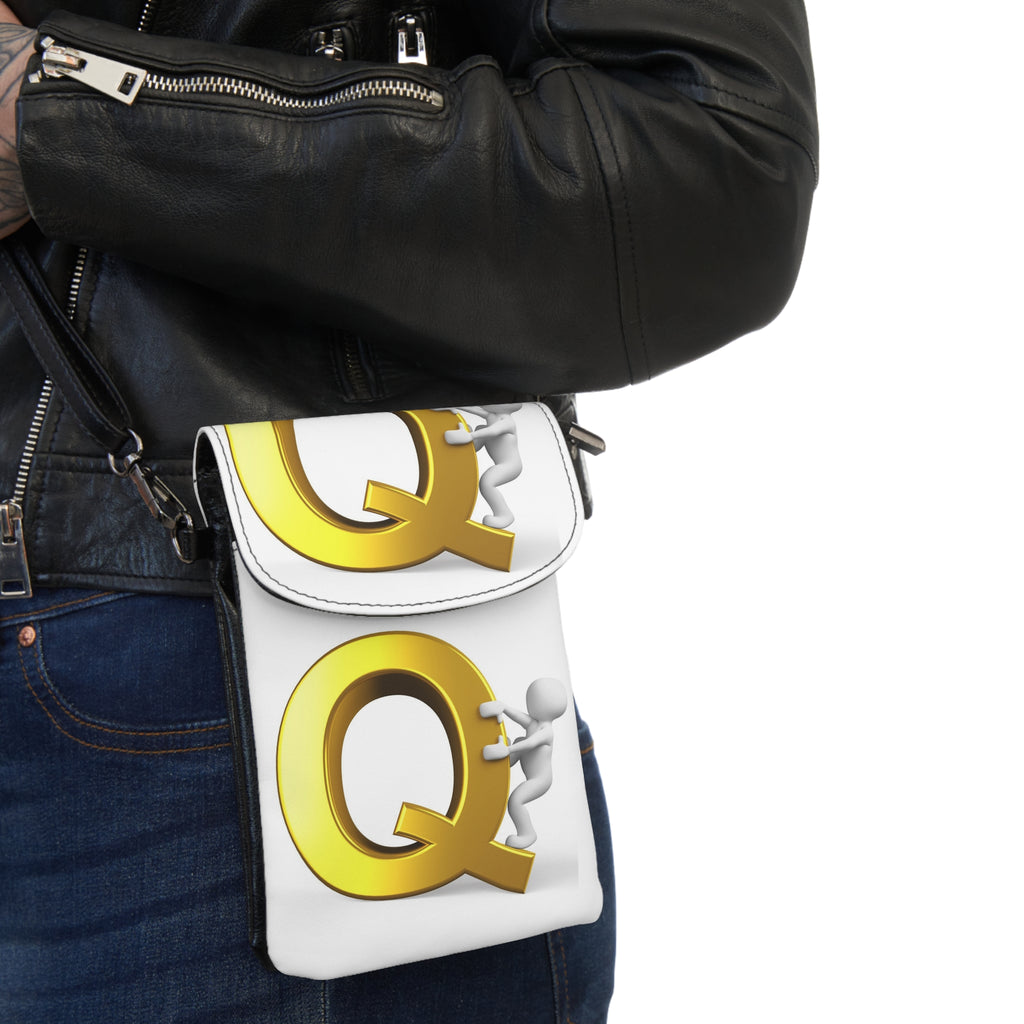 Gold Letter Q Phone Wallet Crossbody | Small Cell Phone Wallet