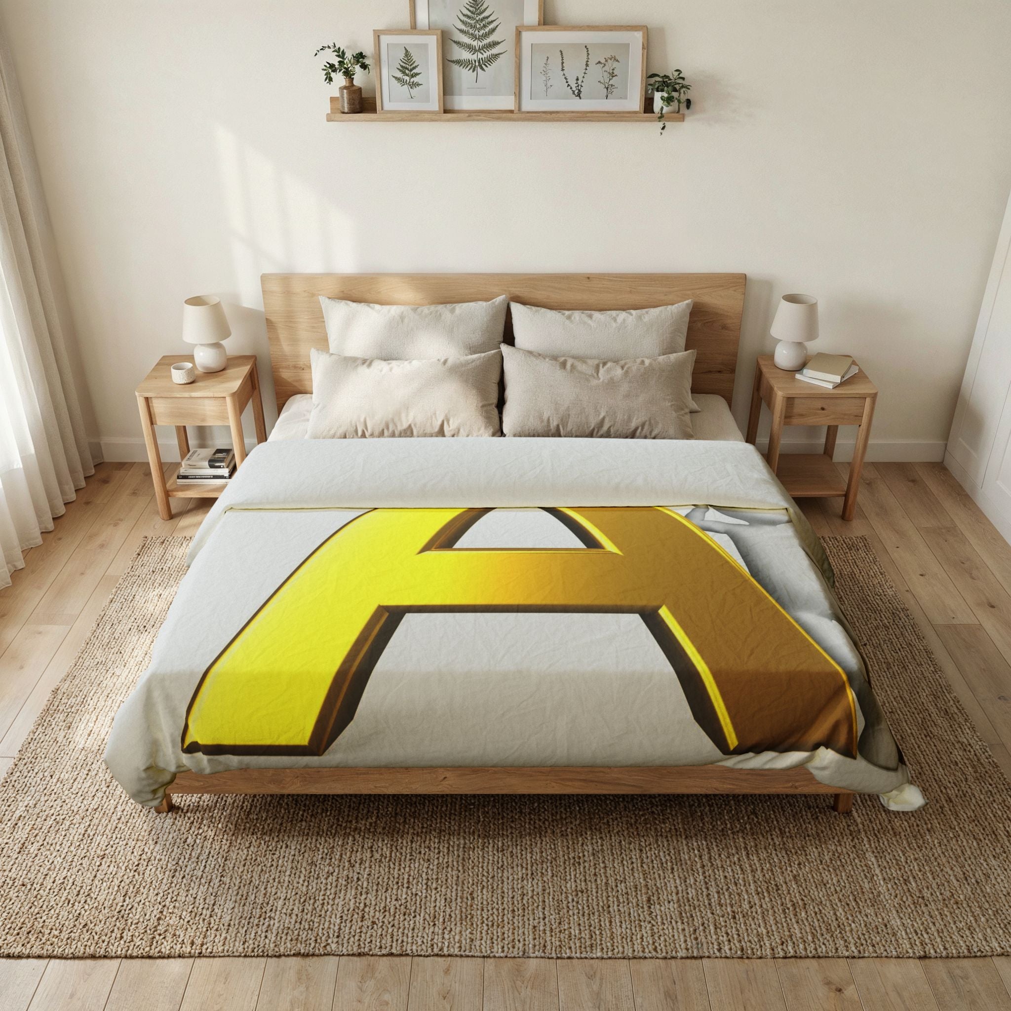 Gold Letter A Initial Cotton Duvet Cover | Monogram Bedding