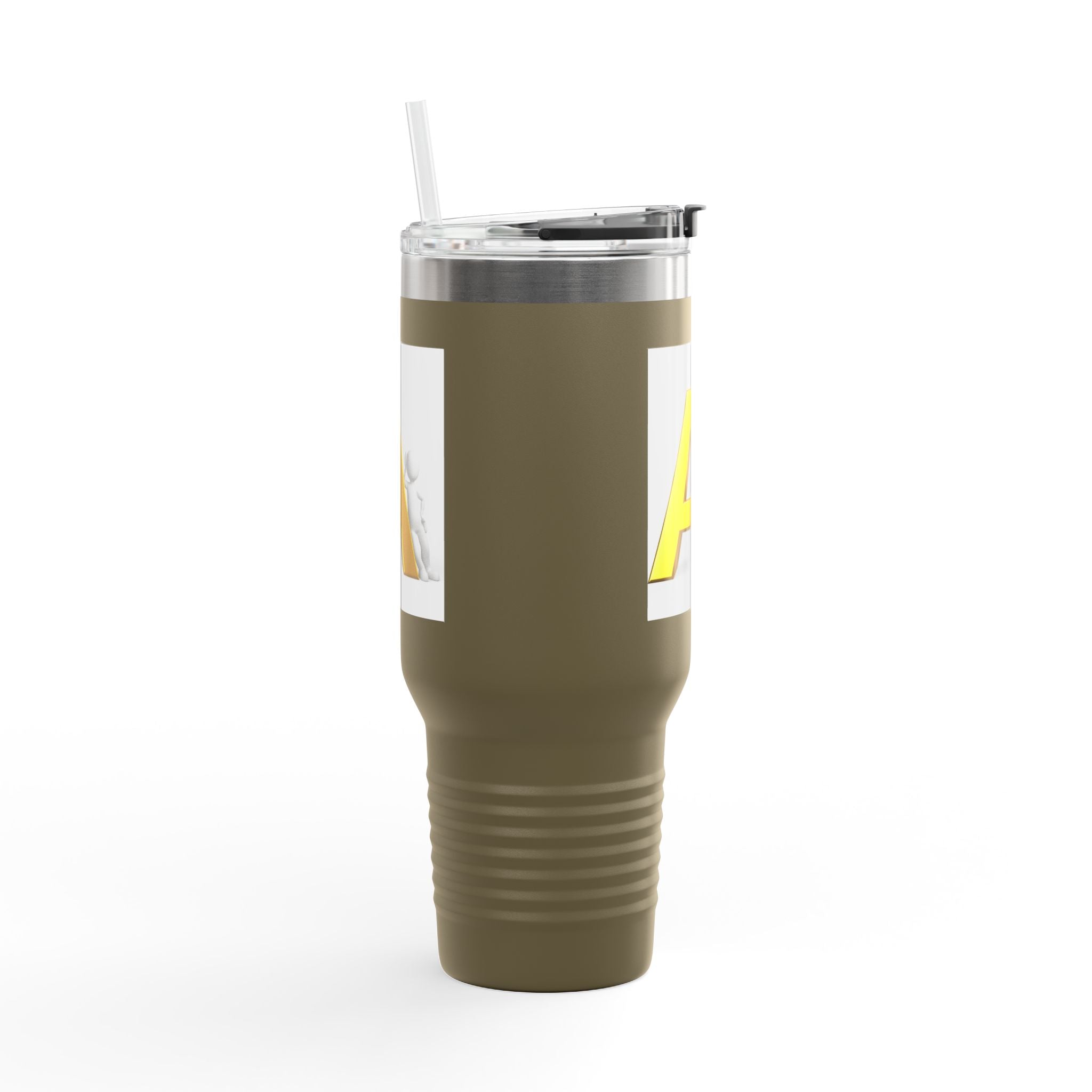 Mug de voyage initial en forme de lettre A en 3D jaune | Gobelet isotherme de 40 oz