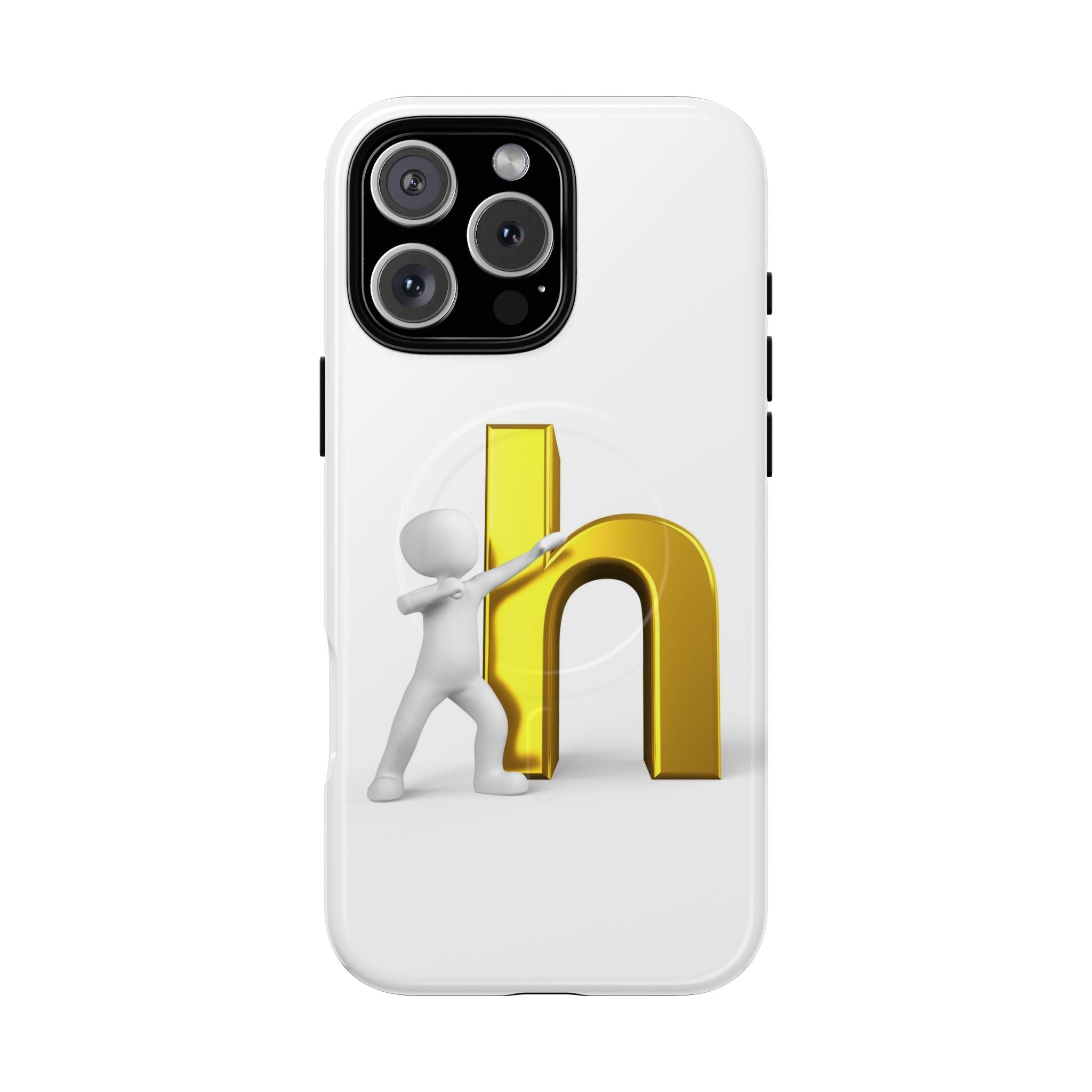 Coque de téléphone 3D avec lettre H dorée poussée | Coque magnétique robuste