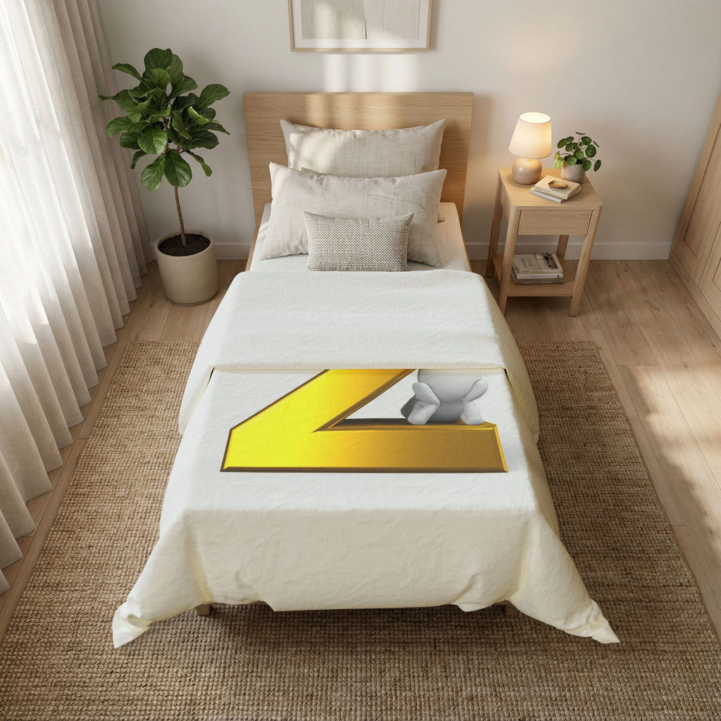 Gold Letter Z Initial Duvet Cover | Monogram Bedding