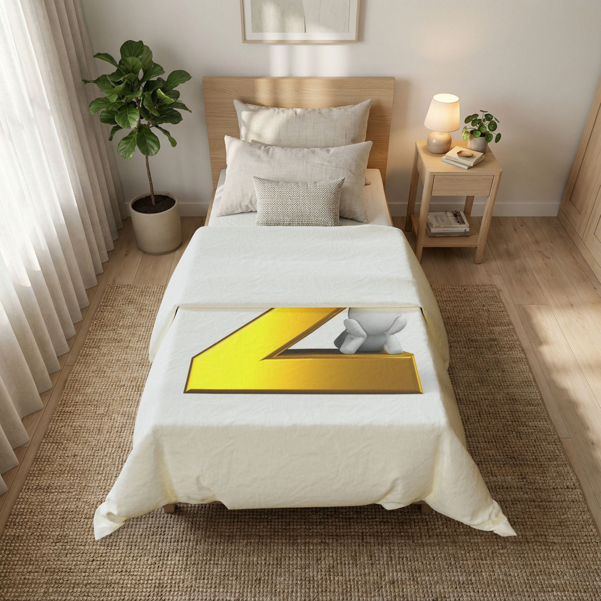 Gold Letter Z Initial Duvet Cover | Monogram Bedding