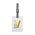 Gold Letter V Monogram Luggage Tag | Rectangle Saffiano Polyester