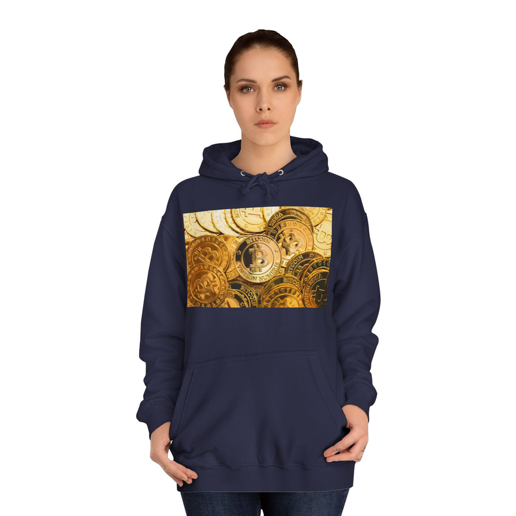 Golden Bitcoin Coins Hoodie | Crypto Cryptocurrency Crypto Art, Digital Currency Apparel
