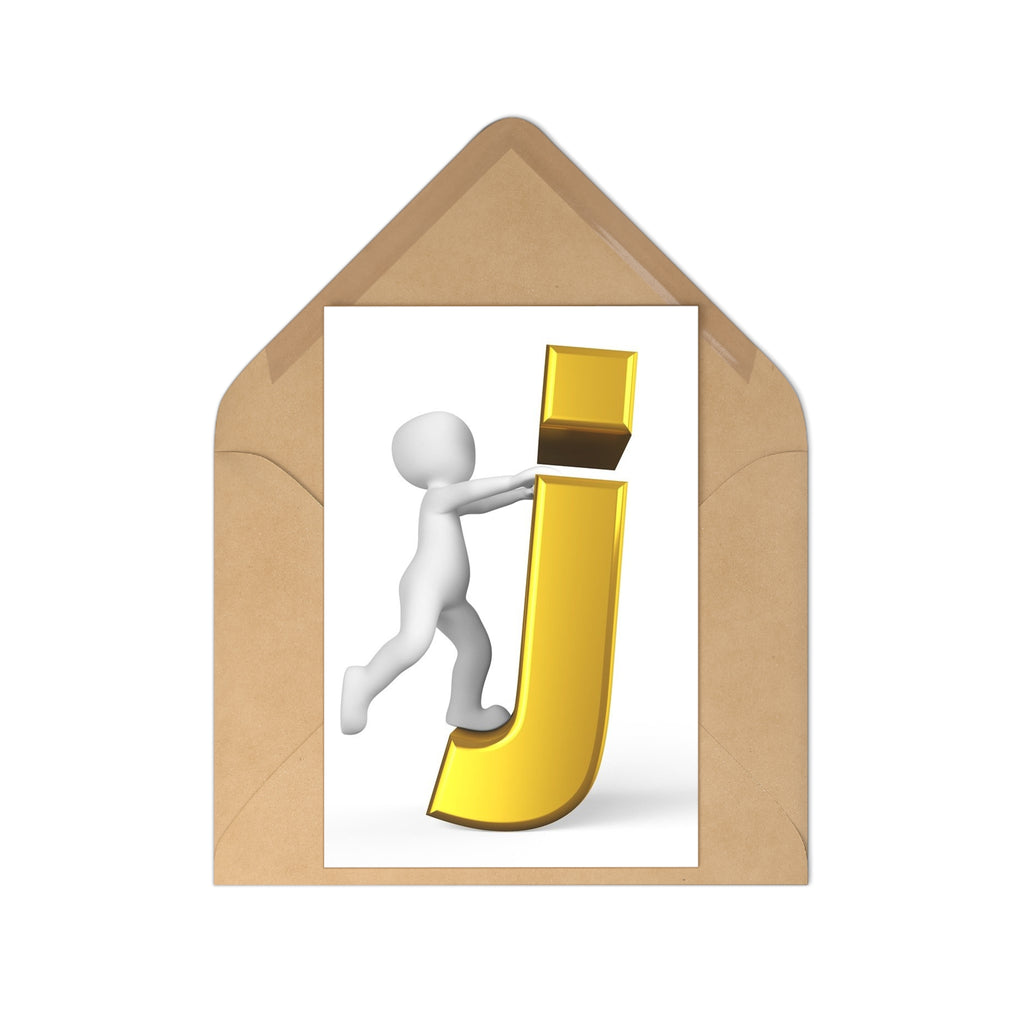 3D Character with Gold Letter J Postcards | Set of 7