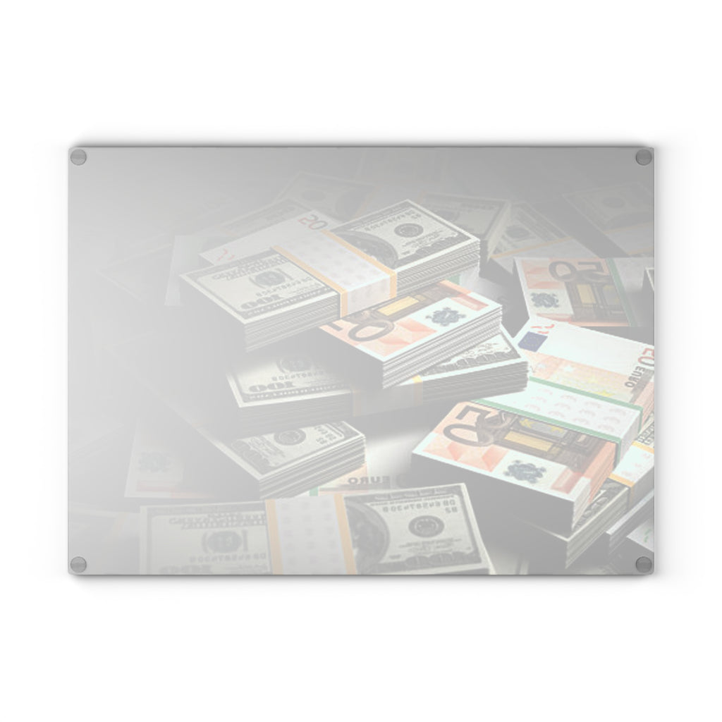 Stacks of Cash Glass Cutting Board | Money Print Kitchen Decor
