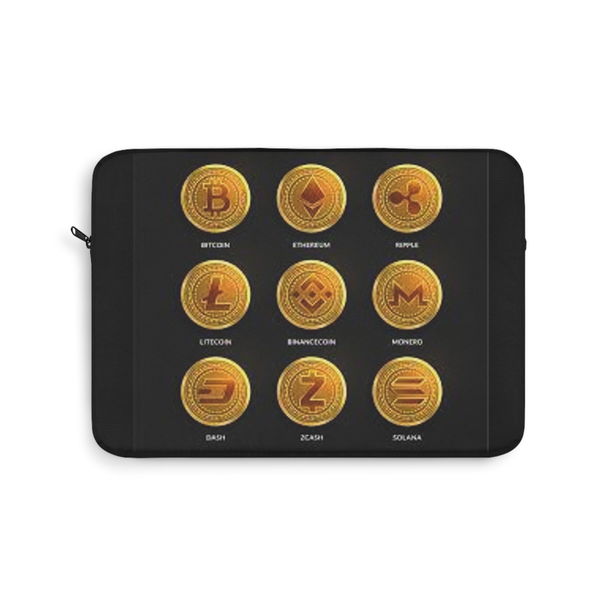 Housse d'ordinateur portable avec icônes de crypto-monnaies | Bitcoin Ethereum Ripple Litecoin Monero