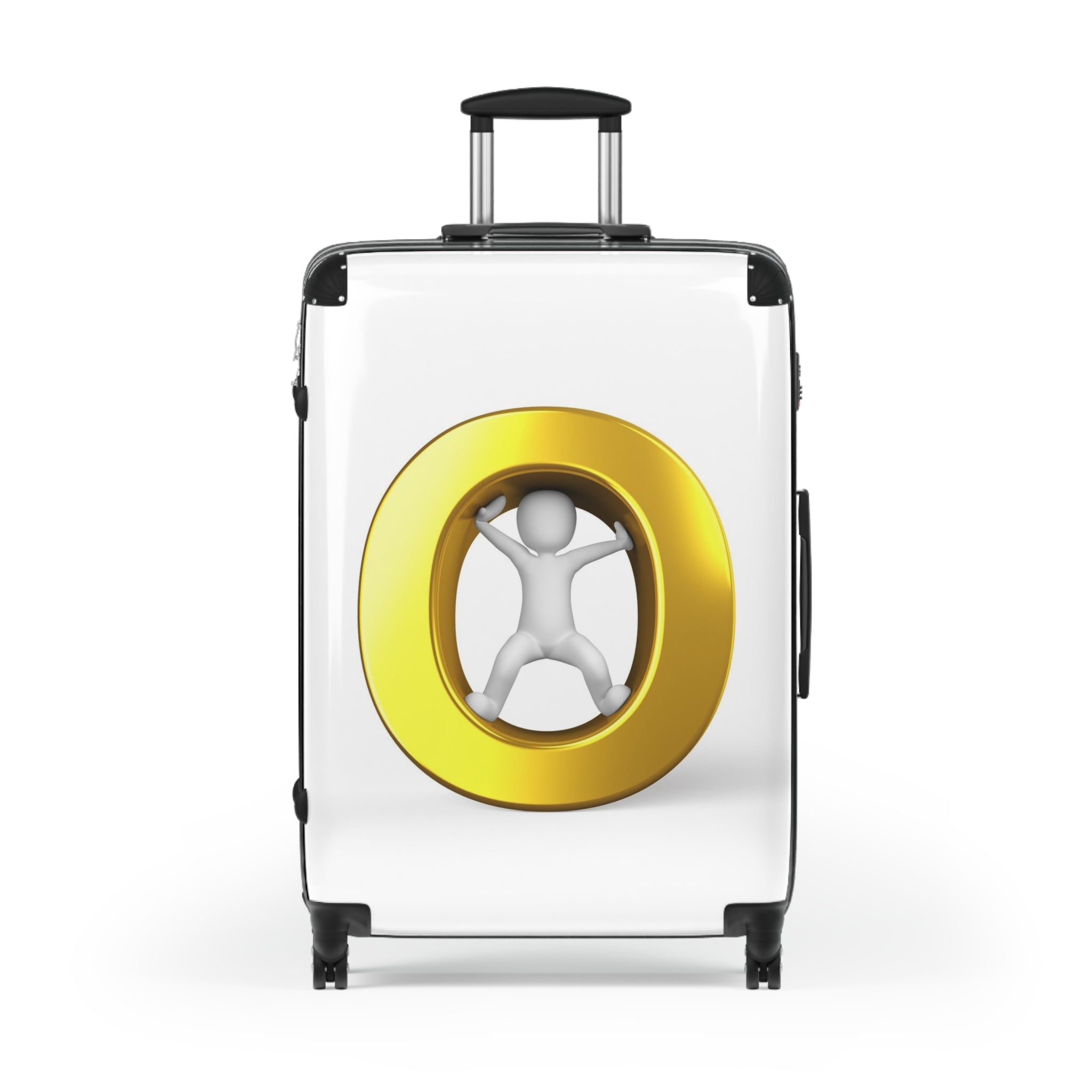 Gold Letter O Figure Suitcase | Luggage with 3D Initial
