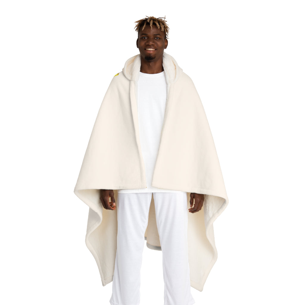 Gold Letter Ä With Figure Cream Hooded Sherpa Blanket | Cozy Wearable Fleece Throw