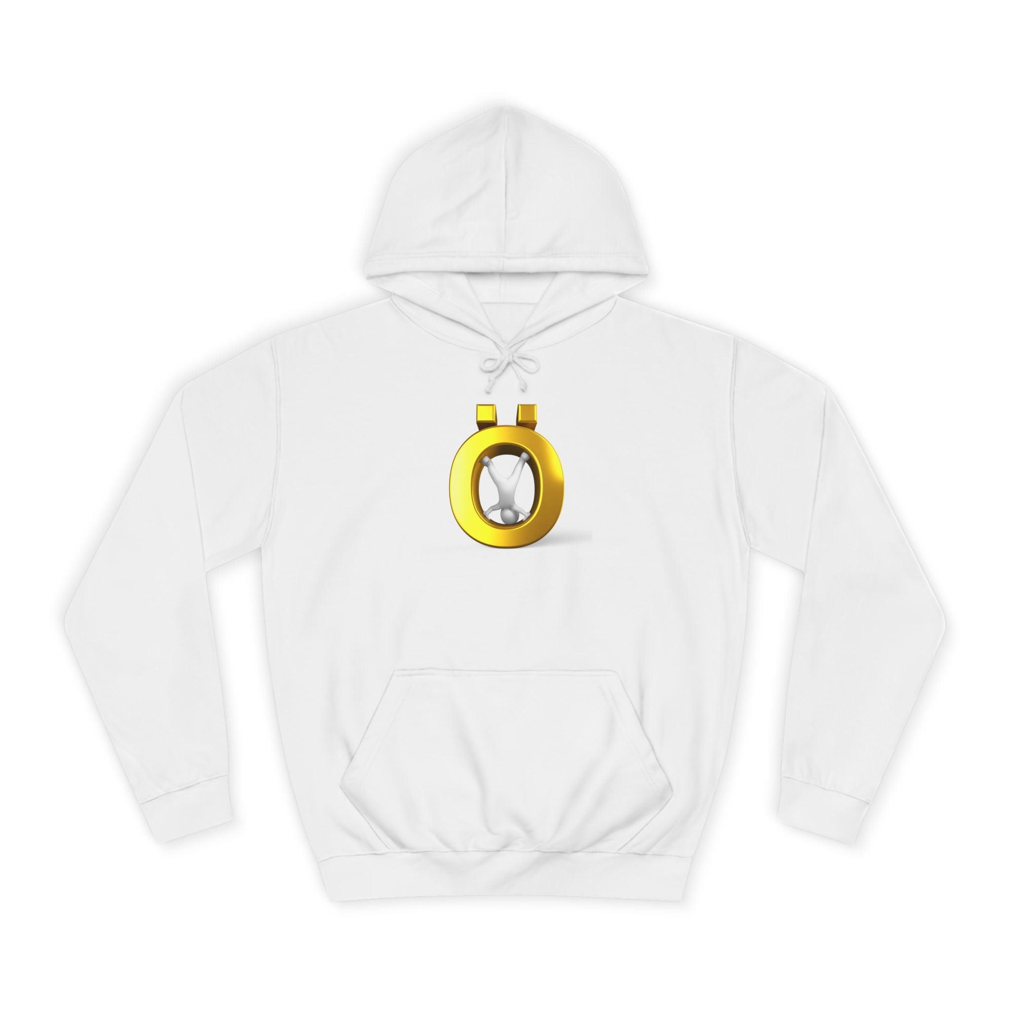 Gold Letter Ö Hoodie | Minimal Jewelry Logo, White Pullover
