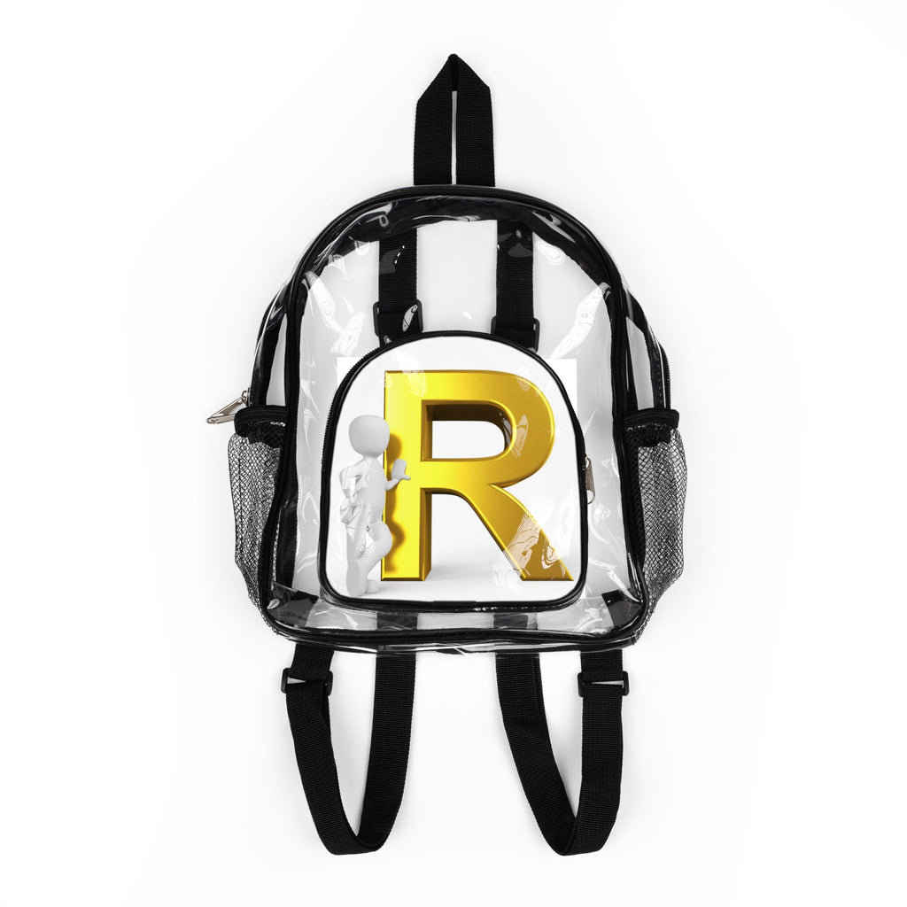 Gold Letter R Monogram Clear Stadium Backpack | Transparent School Bag