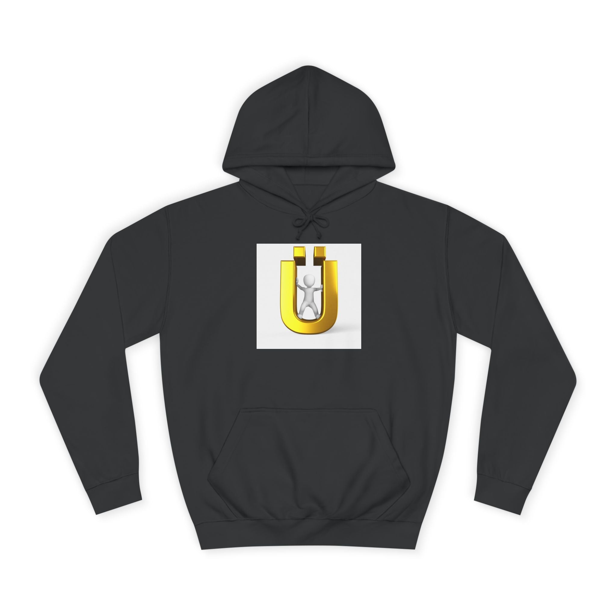 Sweat à capuche avec logo lettre Ü doré | Sweat-shirt initial U de la personne 3D