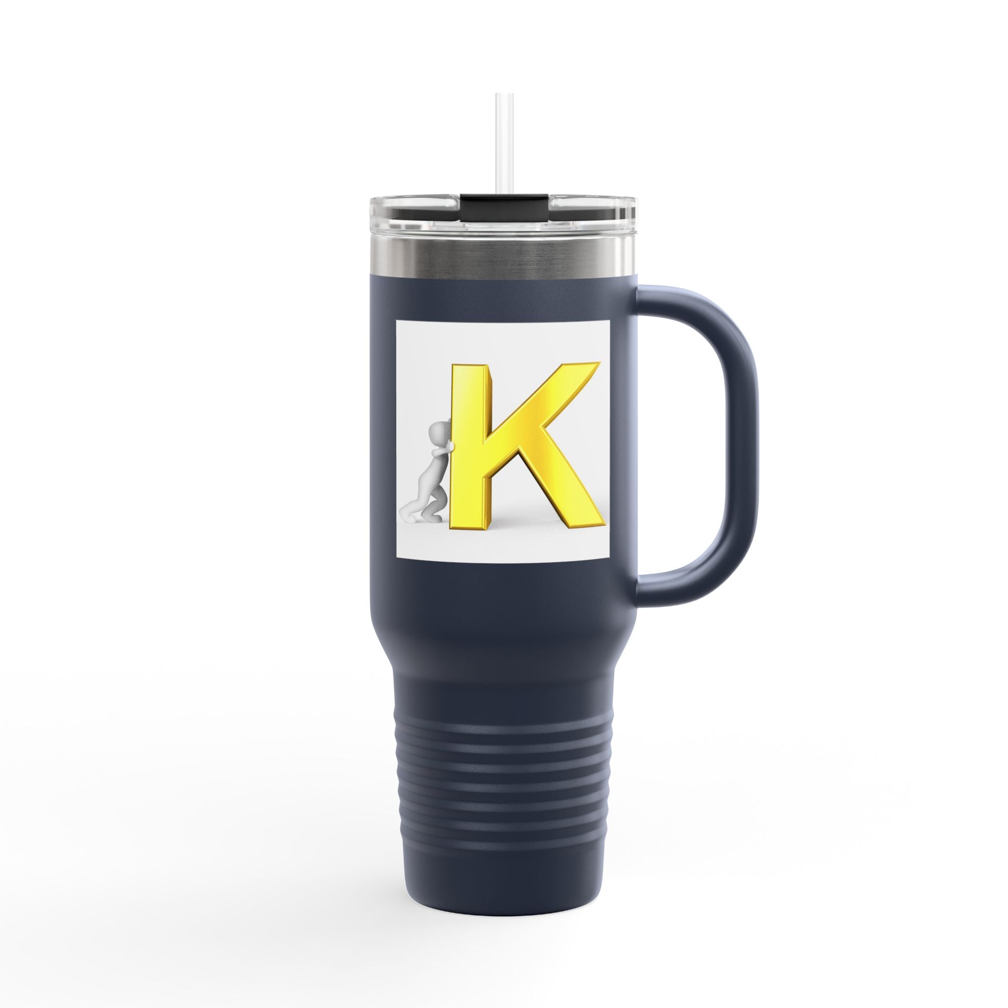 Yellow 3D Letter K monogram Insulated Travel Mug | 40oz