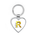 Gold Letter R Heart Keychain | Initial Monogram Charm