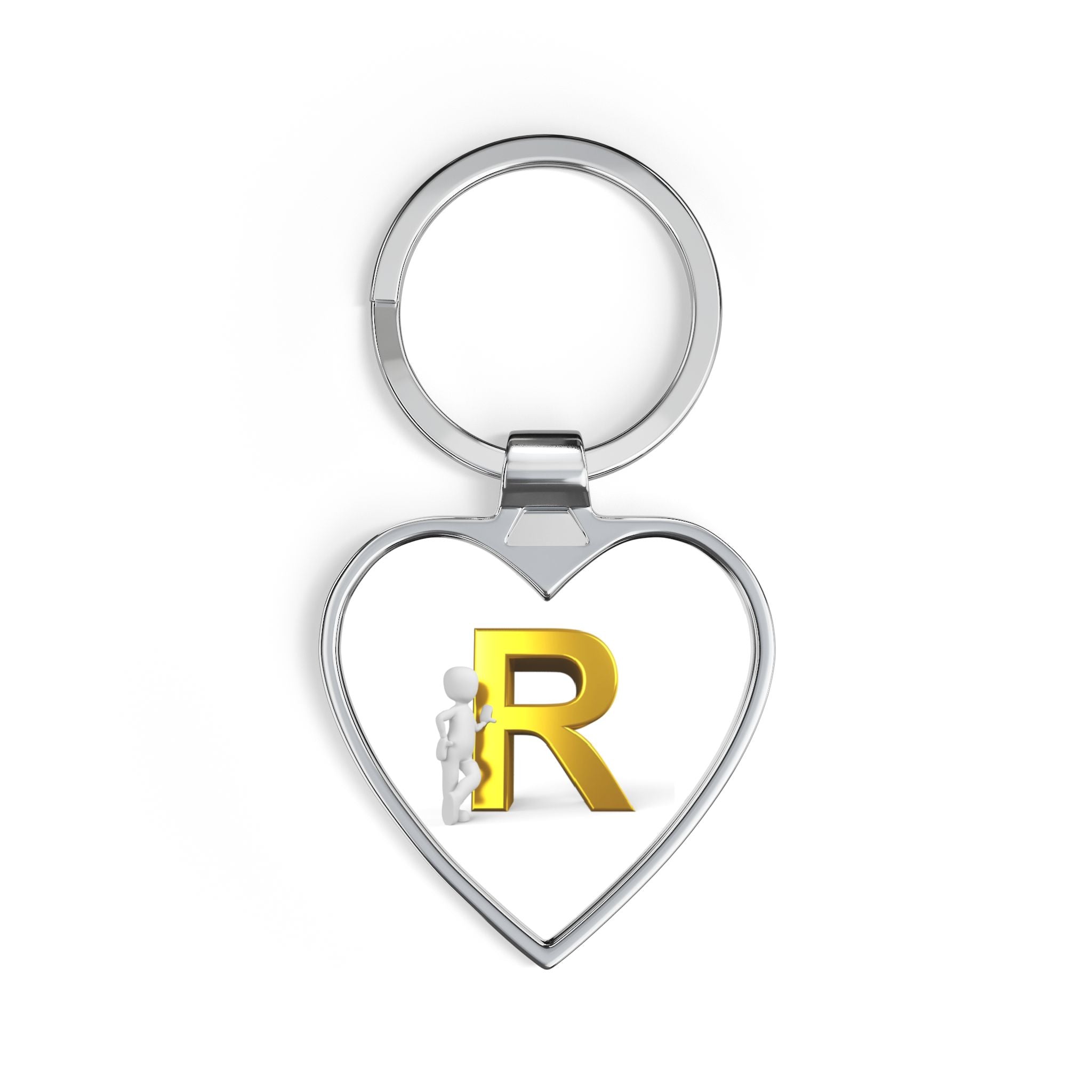 Gold Letter R Heart Keychain | Initial Monogram Charm
