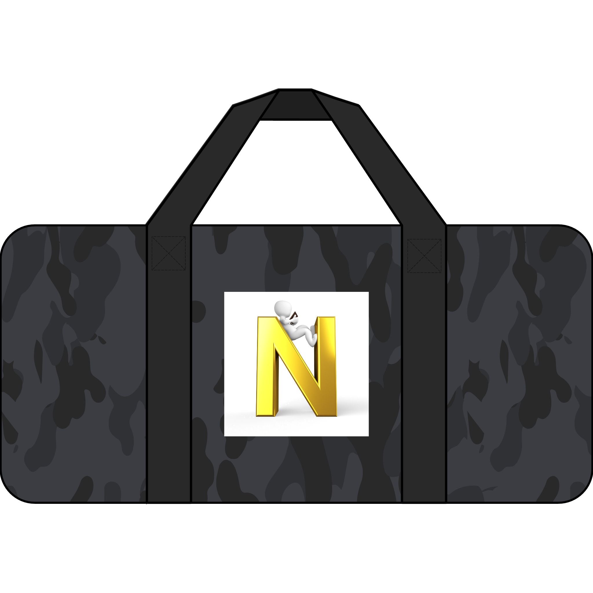 Yellow Letter N Monogram Tripper Duffel Bag | Checkered or Camo Strap Options