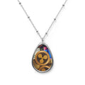 Ripple Crypto Oval Necklace — Silver Teardrop Pendant with XRP Coin Design