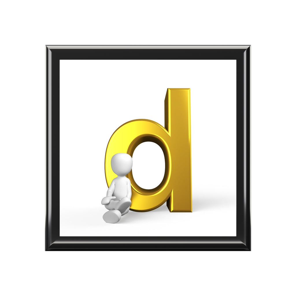Gold Letter D with Figurine Jewelry Box | Personalized Initial Keepsake