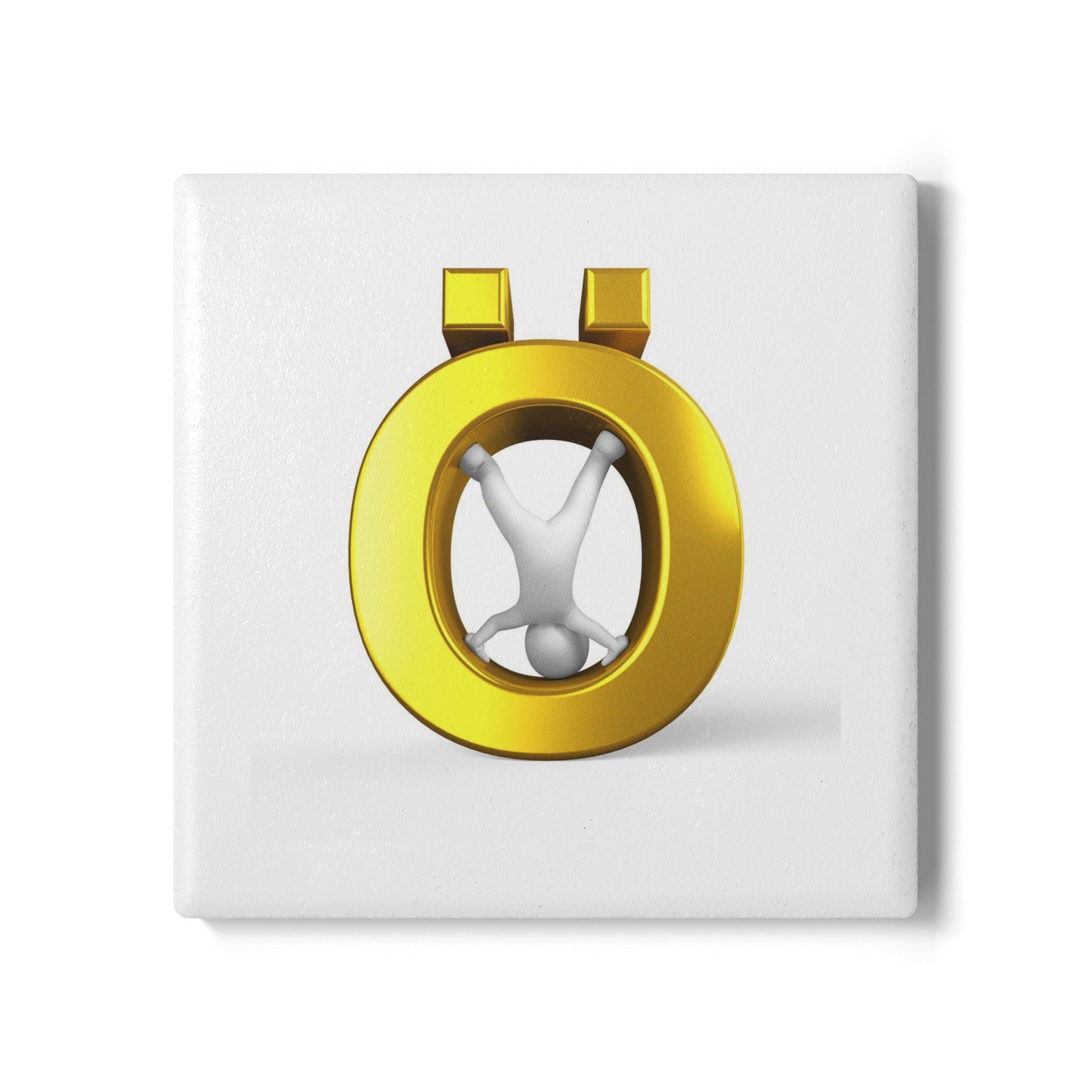 Gold Ö Letter Coaster | Ceramic Drink Coaster, Scandinavian Typographic Design