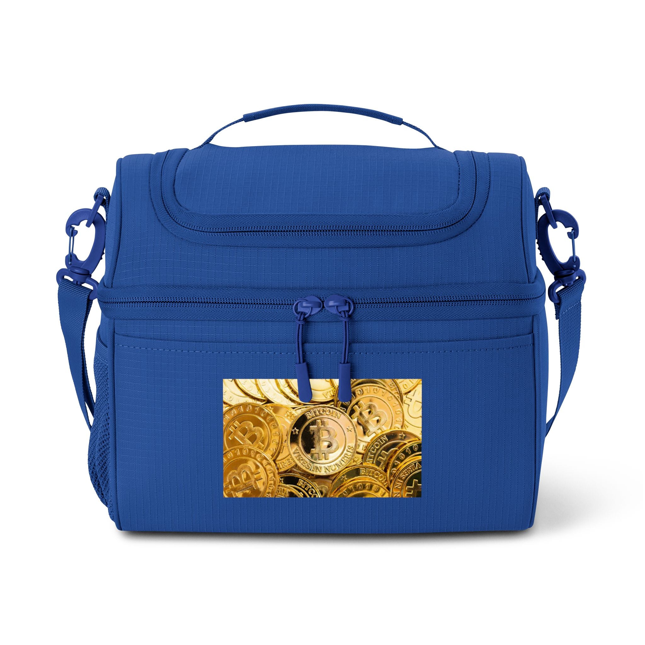 Golden Bitcoin Cooler Bag | Steampunk Mechanical Timepiece Print