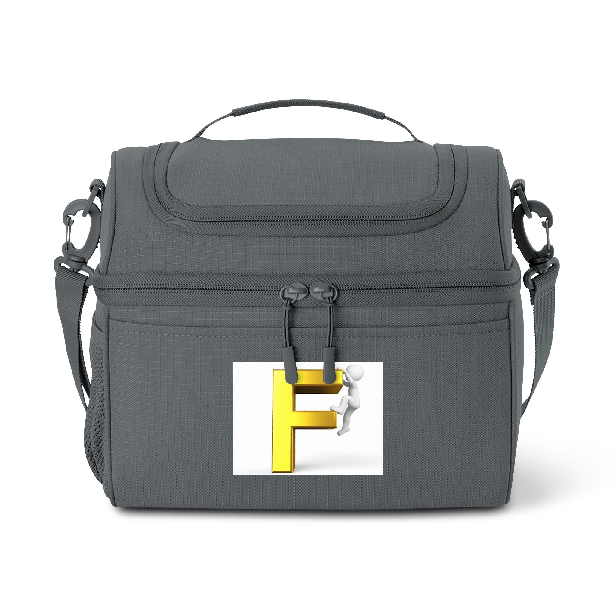 3D Figure Climbing Letter F Cooler Bag | Personalized Initial Lunch Cooler