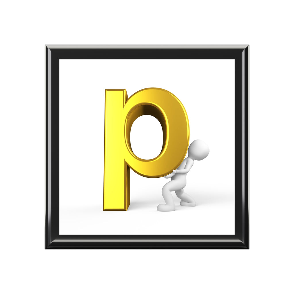 Gold Letter P Illustration Jewelry Box | Monogram Trinket Keepsake