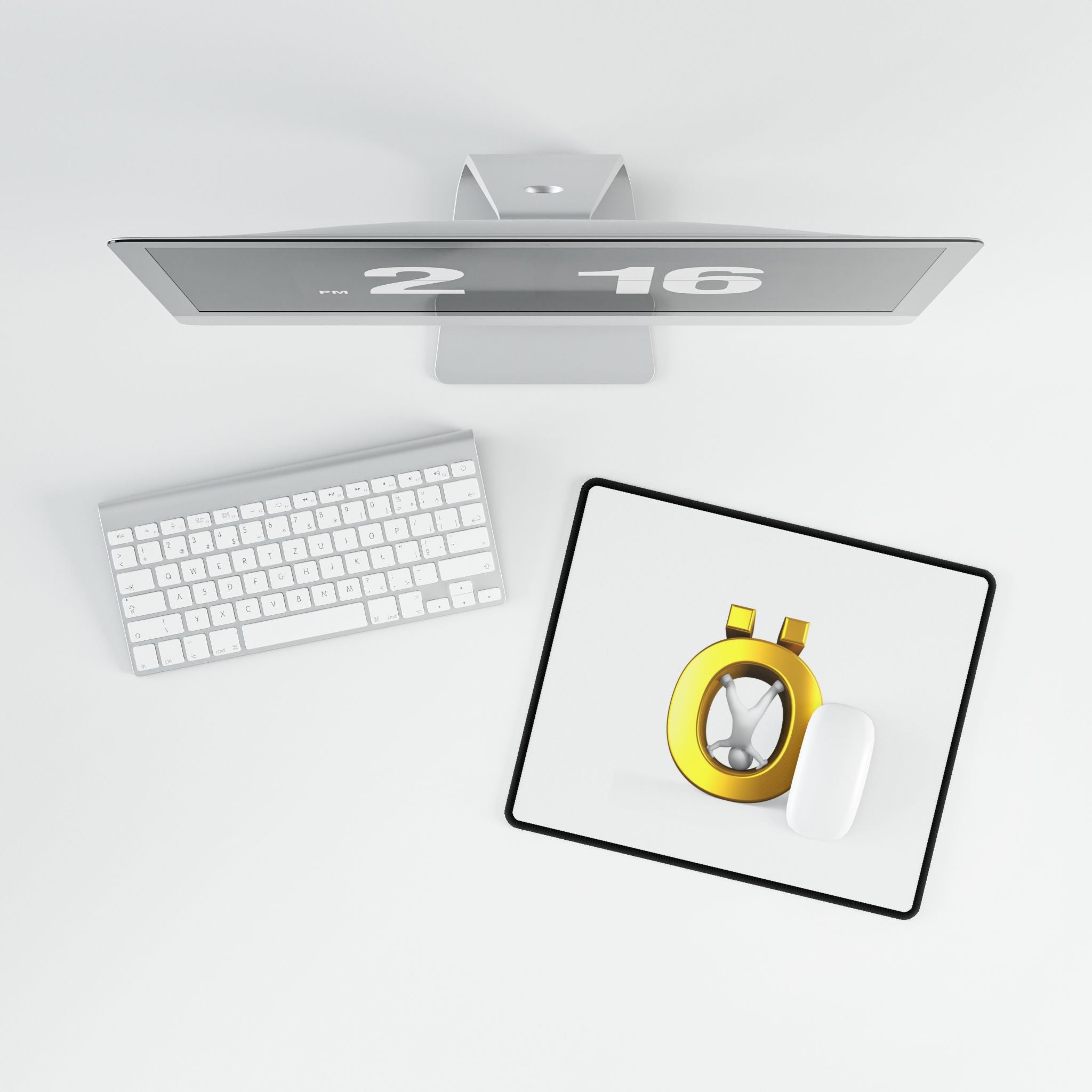Gold Letter Ö Figure Desk Mat | Minimal 3D Symbol Mouse Pad