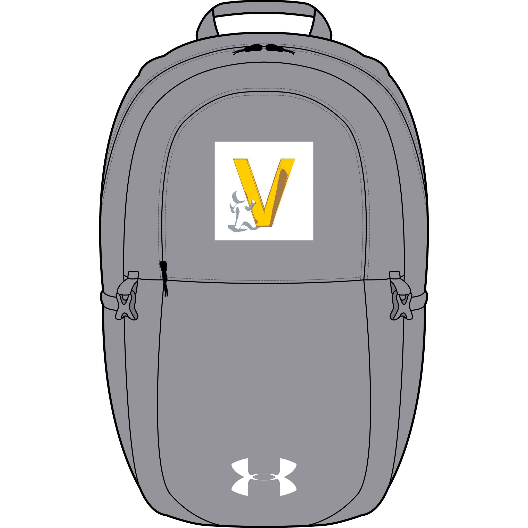 Gelber V Runner Logo Rucksack | Bestickt im Under Armour Stil