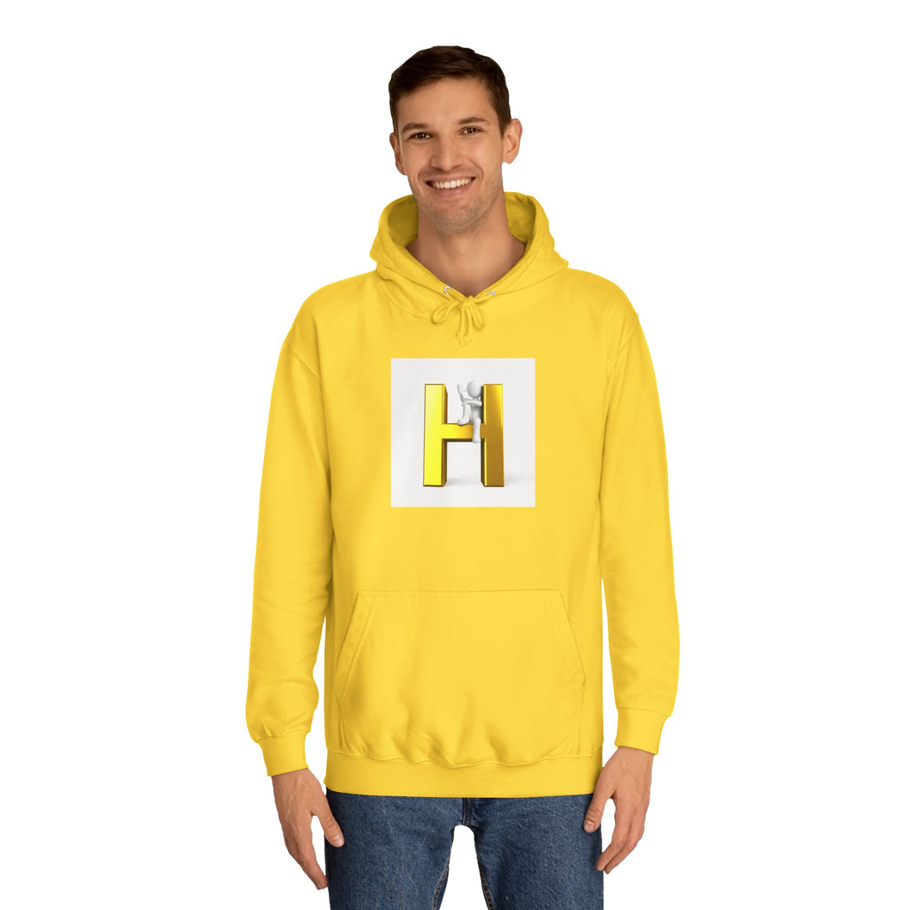 Gold 3D Letter H Hoodie | Monogram Initial Sweatshirt