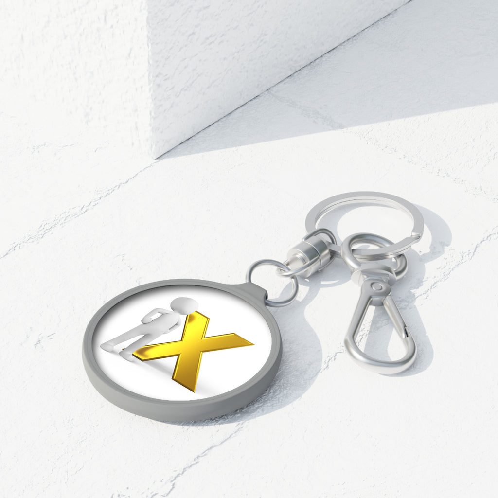 Gold Letter X Figure Keyring Tag | Personalized Monogram Keychain