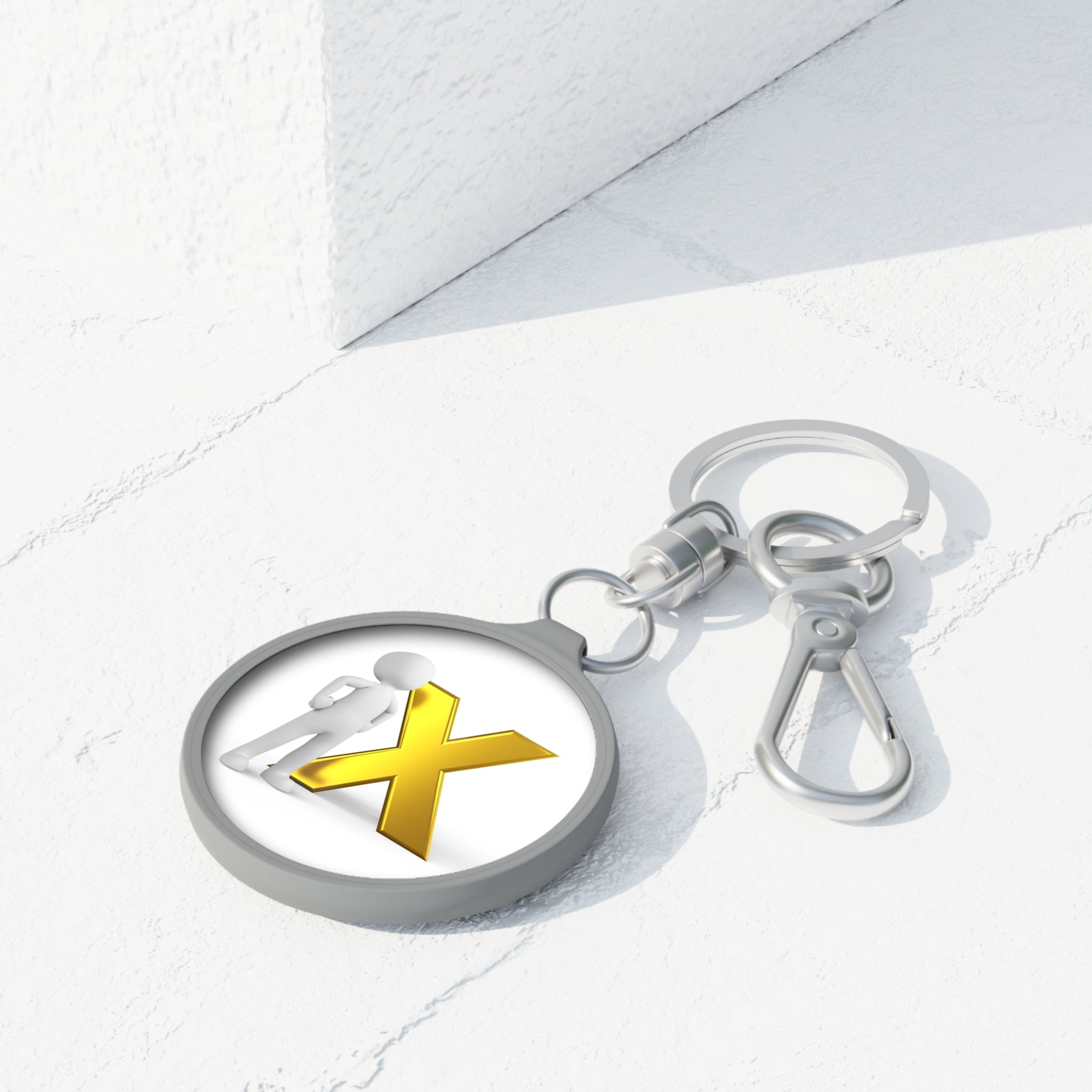 Gold Letter X Figure Keyring Tag | Personalized Monogram Keychain