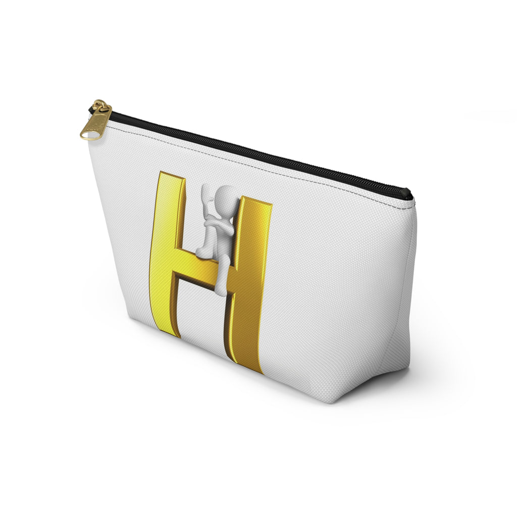 Gold 3D Letter H with Climbing Figure Accessory Pouch