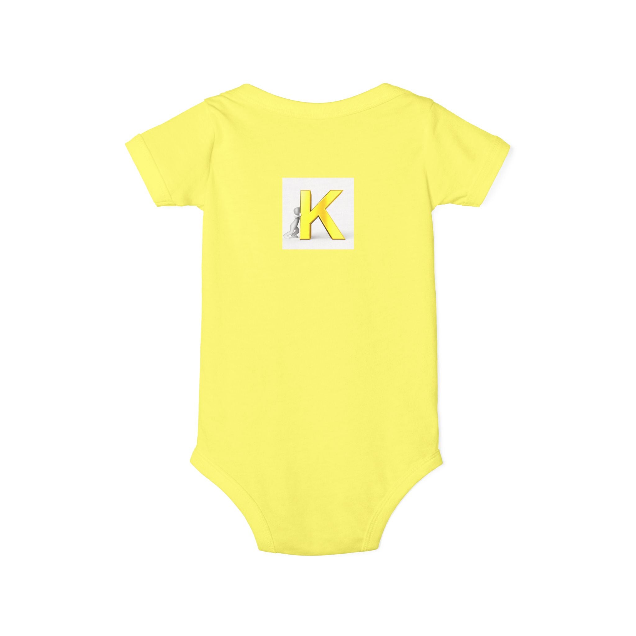 Yellow Letter K Monogram Baby Bodysuit | Infant Onesie Initial