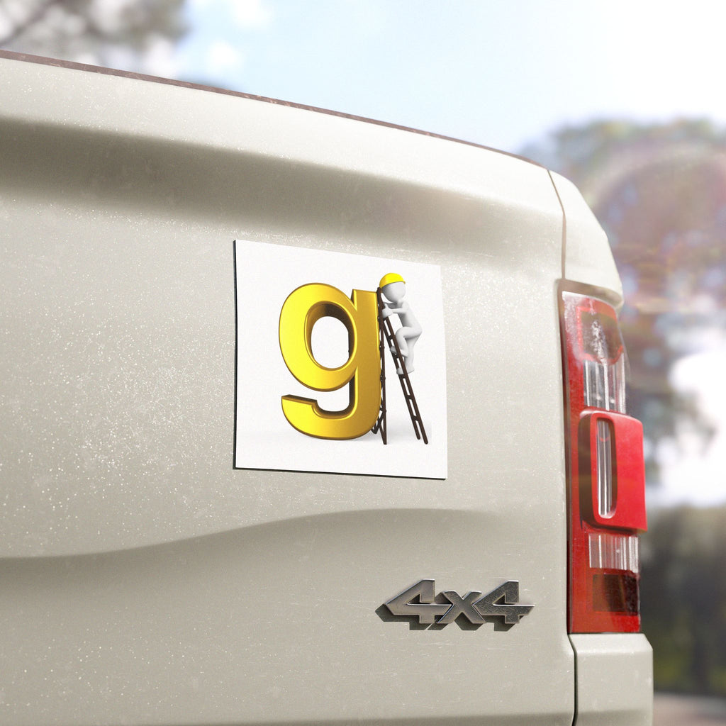Yellow Letter G Construction Worker Car Magnet